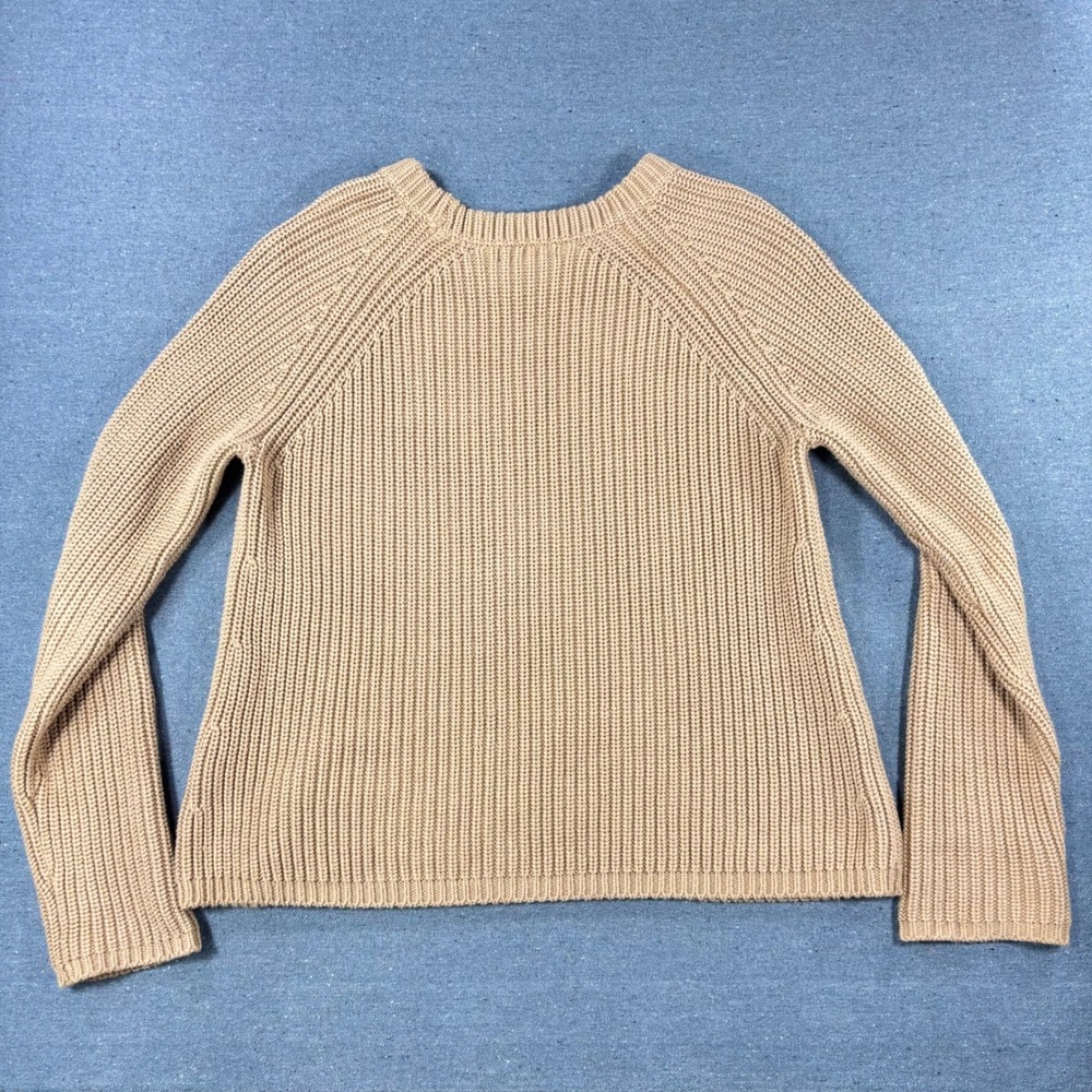 Quince Sweater Womens Small Tan Raglan Sleeve Shaker Stitch Knit Crewneck - Picture 2 of 7